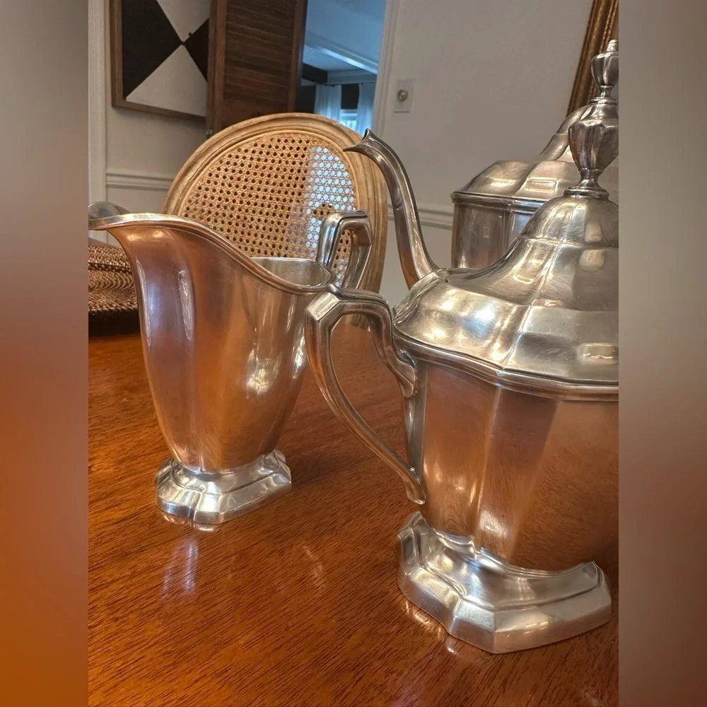 Reed And Barton Triple Plate Coffee Sugar And Creamer Set #4040